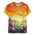 thumbnail image 5 of SMihono Hauts pour Femmes Été Décontracté Mode Imprimé Col Rond Manches Courtes Ample T-shirt Blouse Chandail Oversize T-shirt pour Femmes, 5 of 5