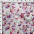 thumbnail image 3 of oneOone Silk Tabby Fabric Flower Watercolor Print Sewing Fabric BTY 42 Inches Wide, 3 of 4