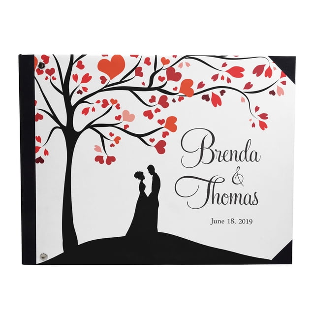 Darling Souvenir White Love tree & Couple Printed Wedding Guest Book Hardbound Cover Sign In Book Registry Scrapbook-9 x 12 Inches