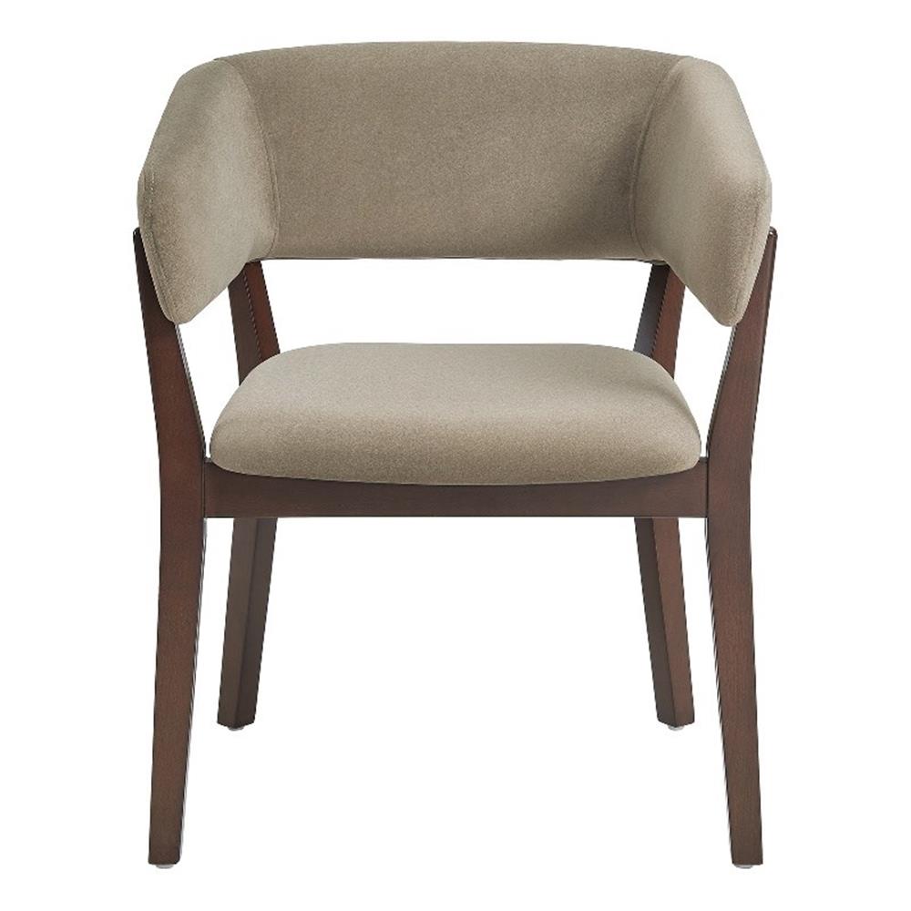 Blake Modern Wood Faux Mohair Armchair in Linen