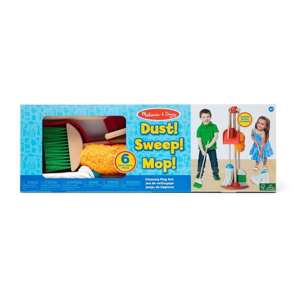 Melissa & Doug Dust! Sweep! Mop! 6-Piece Pretend Play Cleaning Set - FSC Certified