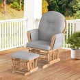 thumbnail image 4 of Gymax Glider & Ottoman Cushion Set Wood Baby Nursery Rocking Chair Glider Gray, 4 of 10