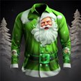 thumbnail image 2 of Kcodviy Chemise à Boutons à Manches Longues pour Homme de Noël Père Noël Numérique Chemise à Boutons Imprimée 3D Col à Revers avec Chemise Chemise à Manches Longues Haut, 2 of 4