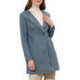 thumbnail image 4 of INSPIRE CHIC Women's Half Lapel Long Sleeves One Button Winter Mid-Length Overcoat XL Gray Blue, 4 of 5