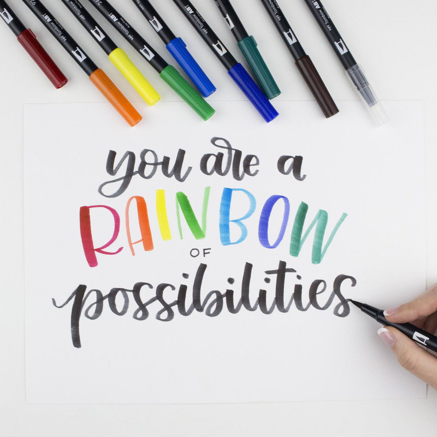 Marqueurs artistiques à pinceau double, couleurs primaires, paquet de 10 Tombow