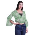 thumbnail image 3 of Moomaya Haut Court Imprimé pour Femmes Style Enveloppant Manches Longues à Volants Blouse d'Été Décontractée, 3 of 5