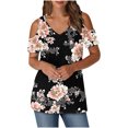 thumbnail image 2 of Soki Women's Off Shoulder Tee Clearance Blouses Short Sleeved V-Neck Fashionable Tops, 2 of 6