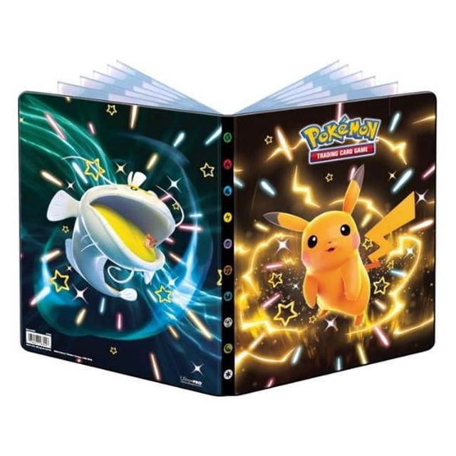 Ultra Pro ULP16342 Pokemon - Portfolio 9 Pochettes Scarlet & Violet 4.5 Destins Présentant une Couverture Artistique Complète Vibrante avec Pikachu et d'Autres Personnages Pokemon Entourés d'Effets Colorés d'Étoiles et de Foudre. Ce Classeur de Cartes à Collectionner Multicolore Range jusqu'à 126 Cartes de Taille Standard à un Seul Chargement Ou 252 Cartes à Double Chargement dans des pages en Polypropylène Sécurisées pour l'Archivage. Fabriqué en Californie, aux É.-U., Il