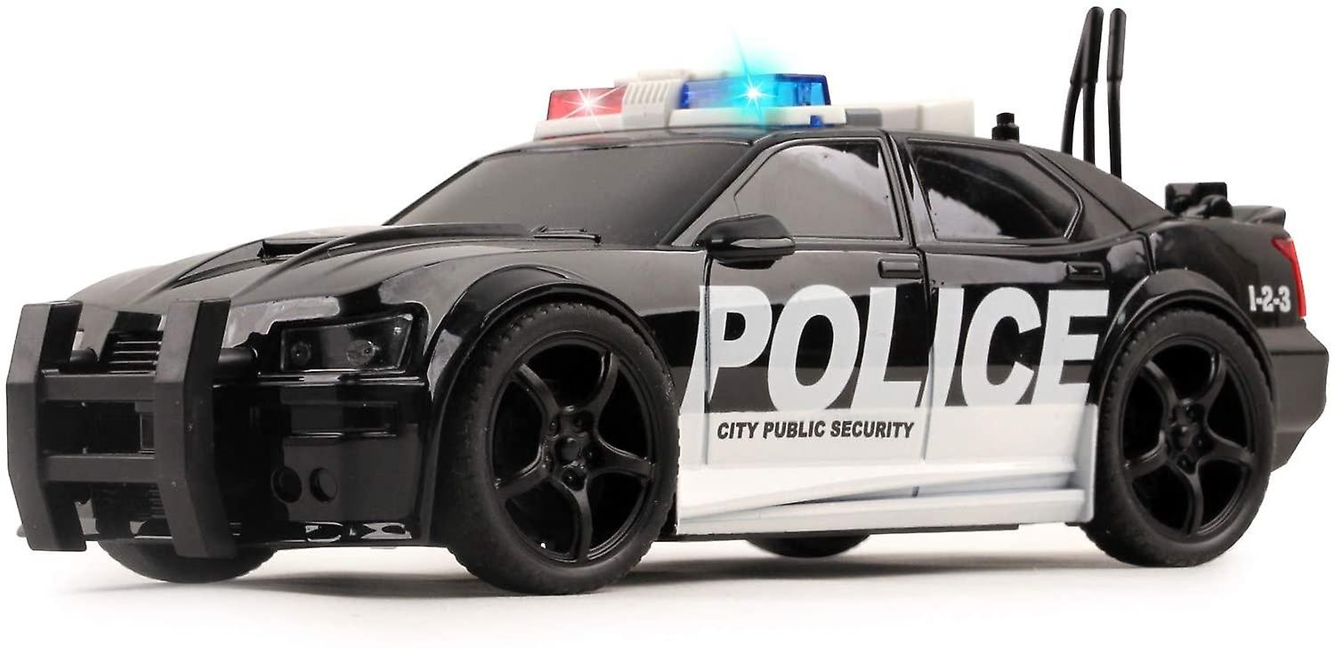 Police Car Friction Powered 1:20 Scale with Lights Sirens and Sounds Durable Kids Rescue Emergency City Cop Vehicle Push and Go Pursuit SWAT Toy Prete