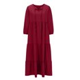 thumbnail image 4 of Gspmoly Robes Décontractées pour Femmes, Robe Décontractée Européenne pour Femmes et Nouvelle Robe à Manches Unie à Manches Longues, Col Rond et Longueur Cheville, Robes de Vacances pour Femmes Offres Hebdomadaires, 4 of 5