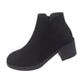 thumbnail image 1 of Lovzfmll Bottes à la Cheville pour Femmes, Cheville en Suède à Talon Bas Bout Rond, Bottines à Talon Bloc Moyen Bout Rond Décontractées d'Automne Bottes Noires, 1 of 9