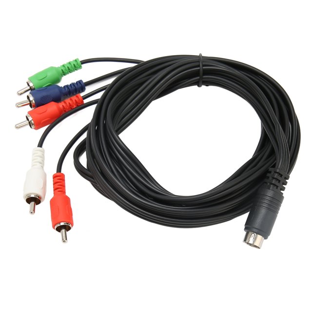 10 Pin AV DIN Cable, Red Green Blue And Red White Replacement 10 Pin DIN To 5 Cable Plug And Play For TVs For Projectors