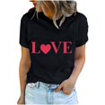 thumbnail image 1 of Diufon Hauts de la Saint-Valentin pour Femmes Décontractés Tendance T-Shirt à Manches Courtes Col Ras du Cou Mignon à Imprimé Graphique Chandail Blouse, 1 of 5