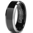 thumbnail image 2 of Men's 8MM Flat Top Two Tone Black Tungsten Ring Wedding Band, 2 of 5