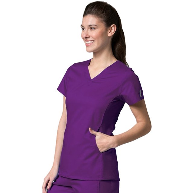 EON Women's COOLMAX® Mesh Panel V-Neck Solid Scrub Top