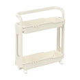 thumbnail image 3 of Bowayaoa 2-Tier Narrow Storage Shelf For Bathroom, Small Space Side Cabinet With Wheels, Stainless Steel Organizer Cart For Kitchen, Living Room, Utility Rack, 3 of 7