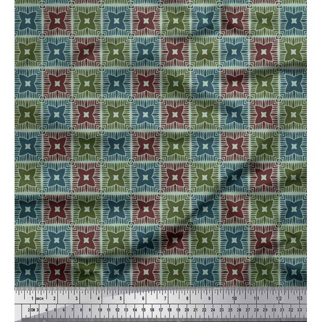 Soimoi Polyester Crepe Fabric Flower Artistic Printed Fabric 1 Yard 52 Inch Wide