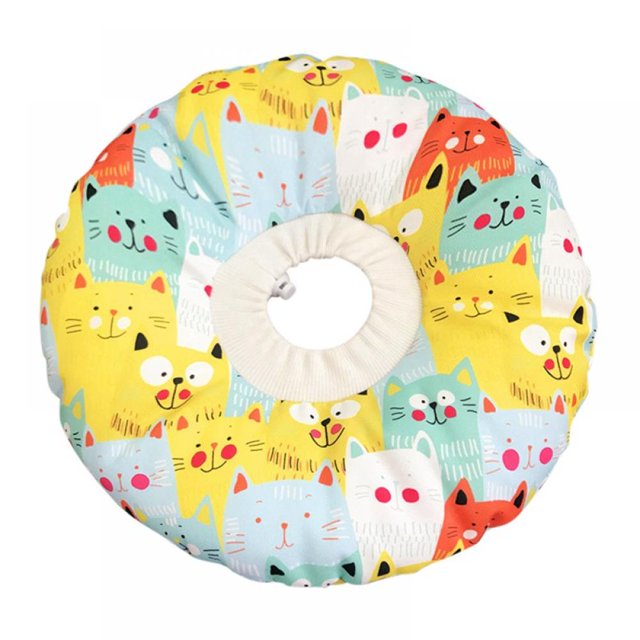 Pet Elizabeth Collar Adjustable Neck Collar Cotton Waterproof Pet Cone E-Collar With Cute Pattern For Cat And Dog