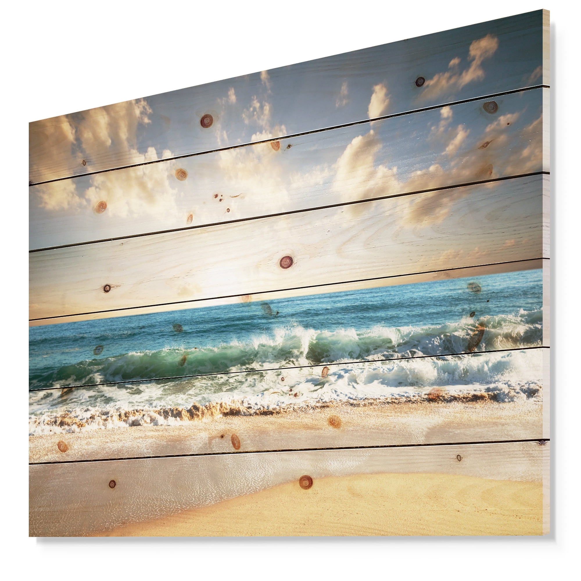 Tableau mural à toile Design Art Bord de mer Ciel nuageuese et bleu