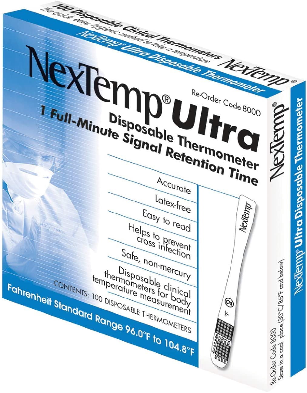 NexTemp Ultra Disposable Farhrenheit Thermometer - 100 Pack