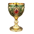thumbnail image 2 of simhoa Vintage Chalice Medieval Goblet Engraved Multipurpose Anniversary Glass green, 2 of 8