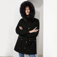 thumbnail image 4 of Yuyuzo Womens Winter Coats Hooded Long Sleeve Button Zip up Quilted Jacket with Zipper Pockets Solid Color, 4 of 6