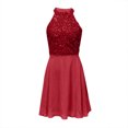 thumbnail image 4 of JGGSPWM Robe de Bal à Paillettes pour Femmes, Dos Nu, Sans Manches, Jupe Ajustée, Robe de Soirée, Élégante, Mariage, Demoiselle d'Honneur, Rouge, P, 4 of 4