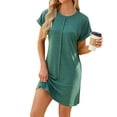 thumbnail image 2 of Moins de 10, Robe Mini d'Été Ample à Col Rond pour Femmes Grande Taille, Robe Mini Ample à Col Rond à Manches Courtes pour Femmes Grande Taille, Idéale pour les Sorties Estivales Décontractées, Sopatenor, 2 of 9