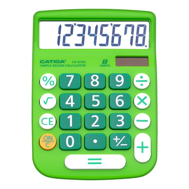 CATIGA Desktop Calculator 8 Digit with Solar Power and Easy to Read LCD Display, Big Buttons, for Home, Office, School, Class and Business, 4 Function Small Basic Calculators for Desk, CD-8185