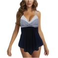 thumbnail image 2 of UPPADA Women's Ruched Tankini Swimsuits V Neck Wrap Tie Back Two Pieces Bathing Suit Adjustable Shoulder Strap Tummy Control Swimwear Swim Top with Bottom Clearance Black,S, 2 of 8