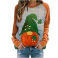 thumbnail image 1 of Penkiiy Femmes T-Shirt à Col Rond à Manches Longues Imprimé de la Saint-Patrick Impression Chandail Blouse Hauts 4TG Orange, 1 of 3