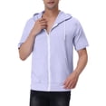 thumbnail image 1 of INSPIRE CHIC Men's Short Sleeve Hoodies Solid Color Zip Up Jackets with Hood 2XL Light Purple, 1 of 7