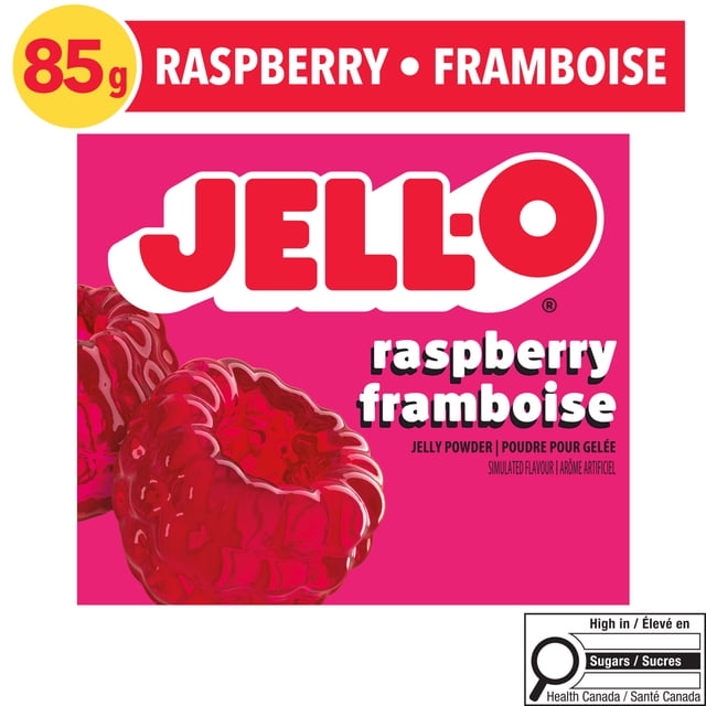 Jell-O Raspberry Jelly Powder Mix, 85 g Box