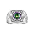 thumbnail image 1 of RYLOS Mens Rings 14K White Gold Designer Round Gemstone &  Sparkling Diamond Ring Alexandrite June Birthstone Rings For Men, Men's Rings, Gold Rings Sizes 8 - 13, 1 of 7
