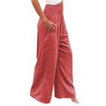 thumbnail image 3 of MAWCLOS Pantalon Palazzo à Jambe Grand Taille Haute pour Femme, Orange Rouge, TG, 3 of 4