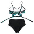 thumbnail image 4 of Women Criss Cross High Waisted String Floral Printed 2 Piece Bathing Swimsuit, 4 of 6