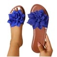 thumbnail image 5 of FRSASU Women's Bow Knot Flat Sandals Open Toe Slip On Slide Slipper Single Band Flats Blue, 5 of 5