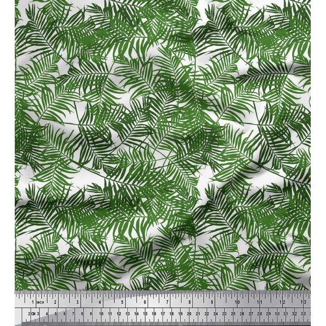 Soimoi Green Poly Georgette Fabric Pine Leaves Decor Fabric Printed Yard 52 Inch Wide