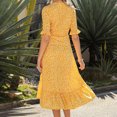 thumbnail image 3 of Chaussures Habillées pour Femmes Mode Décontractée Col en V Chiffon Floral Boho Plage Manches Courtes Robe Manches Courtes Robe Boho Plage Robe Courte Boho Sandales Mode pour Femmes, 3 of 4