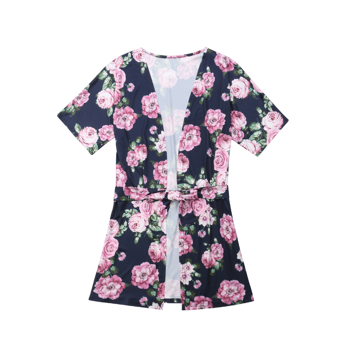 EYIIYE Mother and Daughter Matching Pajamas Floral Kimono Short Robes Sleepwear