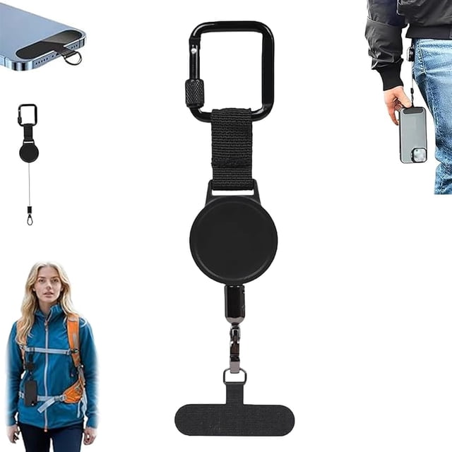 Lanière de Téléphone Rétractable Antivol pour l'Extérieur, Support de Téléphone Antivol Rétractable avec Câble en Acier, pour la Randonnée, l'Escalade, le Ski (1 Pce)