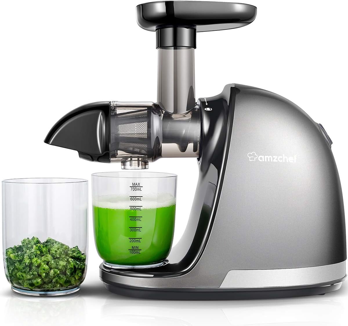 AMZCHEF Machine à Jus Lent - Presse à Froid avec Brosse et 2 Tasses