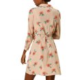thumbnail image 2 of Allegra K Robe-Chemise à Fleurs pour Femmes à Revers, Boutonnée, avec Ceinture, G Abricot, 2 of 8
