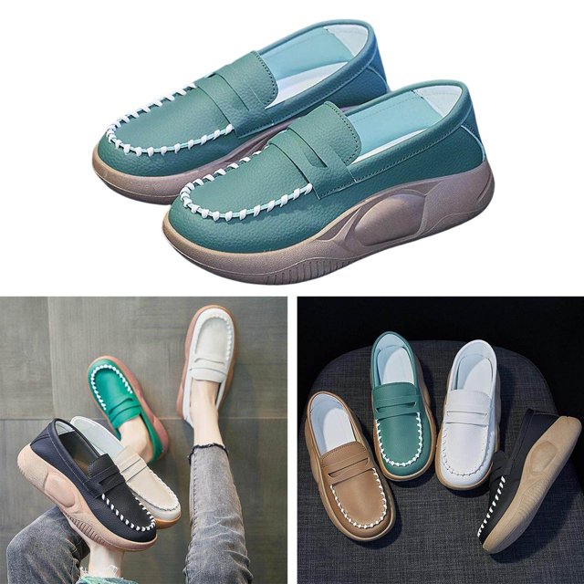 Xingzhi Chaussures Décontractées pour Femmes Confortables à Enfiler Souples pour la Marche Intérieure Extérieure Vert 35