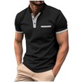 thumbnail image 2 of EOYWHK Henley Shirts for Men Business Casual Button Up Short Sleeve Tees Solid Color Stand Collar Work Blouse, 2 of 7
