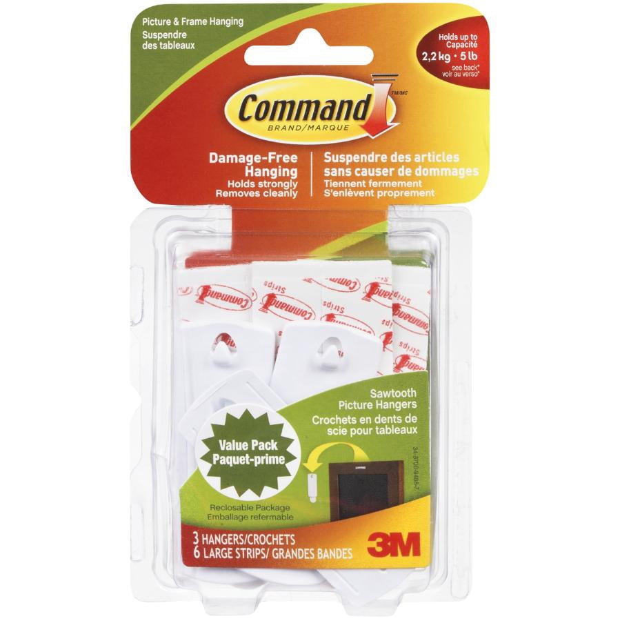 Command Grands Cintres Sawtooth Picture - Blanc 3 Cintres et 6 Bandes - 17042