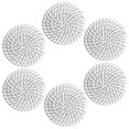 thumbnail image 1 of tredstone 6 Pcs Napperons Résistants aux Taches Antidérapants Coussin de Tasse Fait Main Isolation Ronde Tressée Fournitures de Cuisine Rayures Blanc Gris, 1 of 6