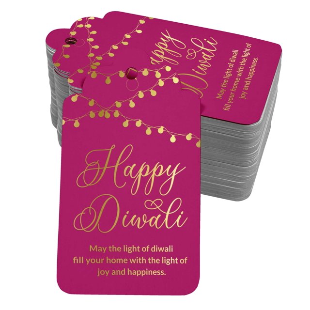 Inkdotpot 50 Pack Happy Diwali Favor Paper Tags Craft Real Gold Foil Hang Tag
