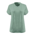 thumbnail image 3 of Moxiu Basic Women's Plus Size V Neck Tees Summer Short Sleeve Casual Loose Fit Solid Color Oversized Tunic Tops Green,XL, 3 of 4