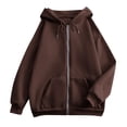 thumbnail image 4 of Chandails à Capuchon et Chandails pour Femmes Veste Française Femmes Chandails d'Automne à la Mode Uni Ample à Capuche Long Chandail à Fermeture Éclair Chandail à Capuchon Femmes Chandail à Capuchon Léger Femmes Veste à Fermeture Éclair Zippée pour Femmes, 4 of 5